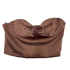 Zara Satin Effect Corset Style Bustier Cropped Tank Top Brown Size Small